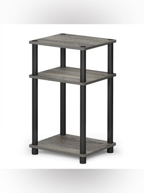 NEW Furinno Just 3-Tier Turn-N-Tube End Table 1-Pack French Oak/Black